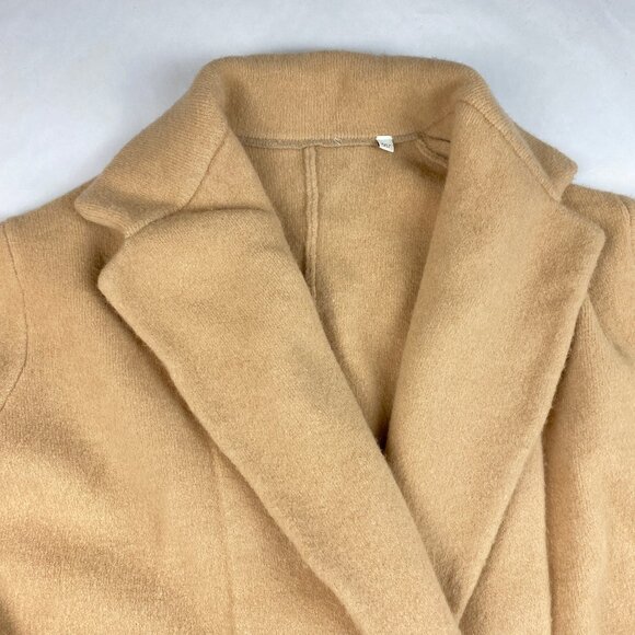 Vince Jacket Women's Size 2X Wool Alpaca Blend Double Breasted Knit Blazer Tan - Picture 4 of 13